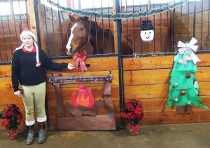 decorating horse stalls for Christmas